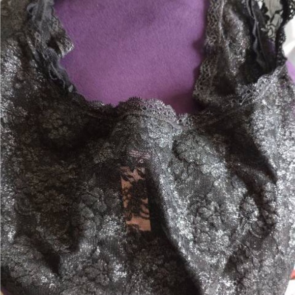 Victoria Secret Lace Body Blouse with Shiny Silver & Mesh Back. Size Large - Picture 5 of 6